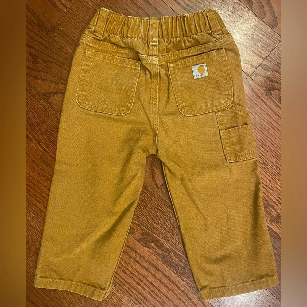 Carhartt Carpenter Jeans Sz 18 Months Brown Elastic Waist 6 Pockets